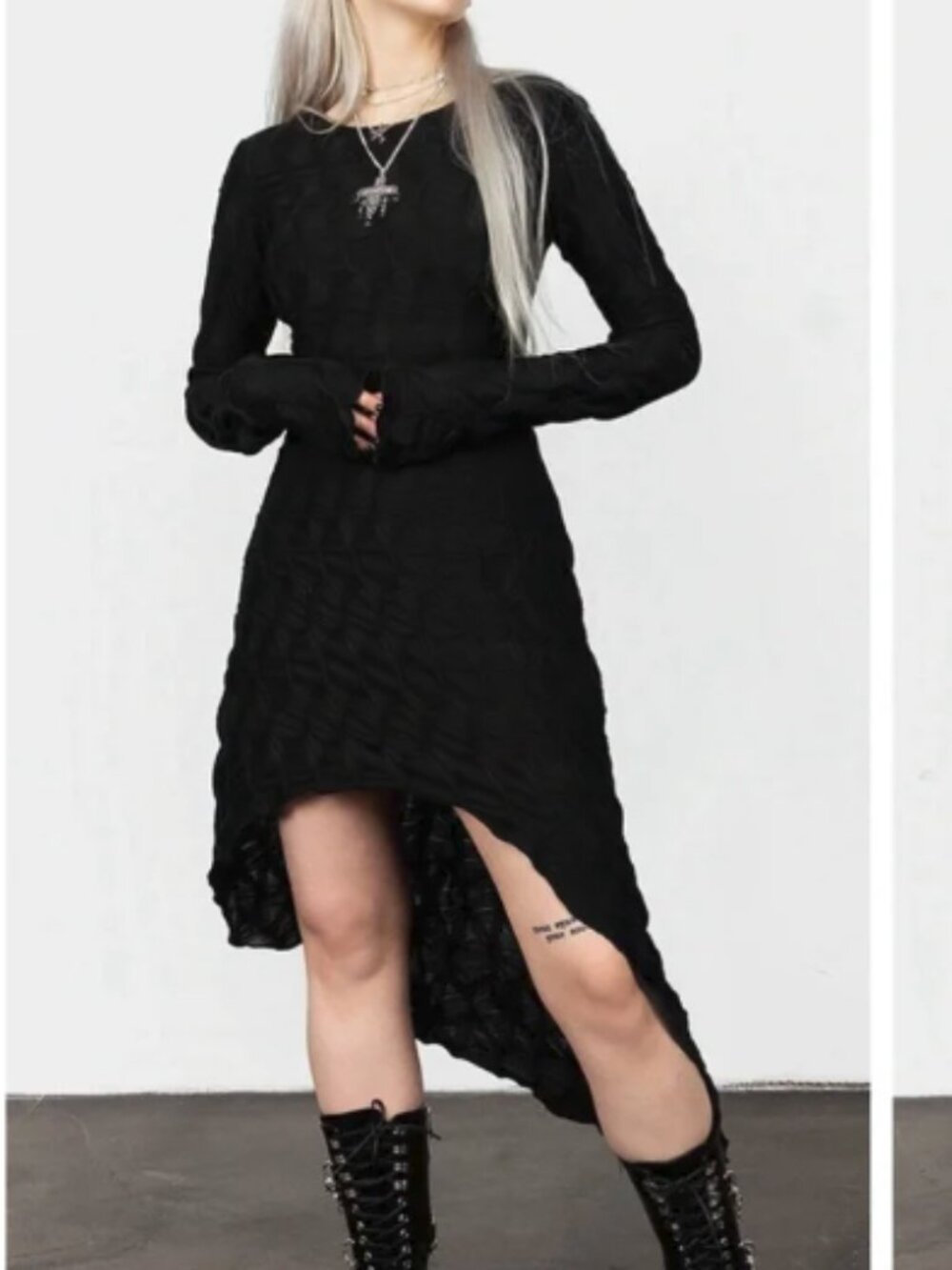 Disturbia Disquiet Asymmetric Midi Dress Black US 10 / UK 14
